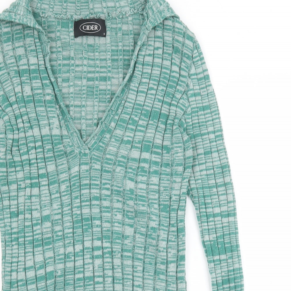 Cider Womens Green V-Neck Polyester Pullover Jumper Size S Pullover