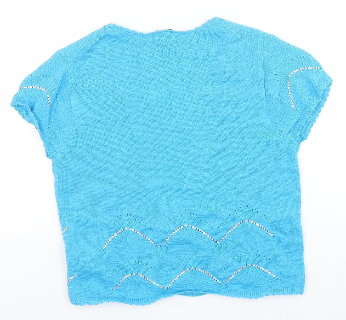 Gap Womens Blue V-Neck 100% Cotton Cardigan Jumper Size S