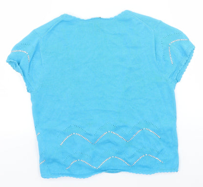 Gap Womens Blue V-Neck 100% Cotton Cardigan Jumper Size S