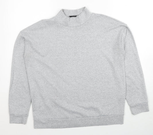 b.young Womens Grey High Neck Polyester Henley Jumper Size L Pullover