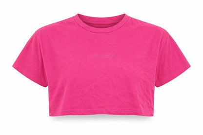 Missguided Womens Pink Cotton Cropped T-Shirt Size 8 Round Neck