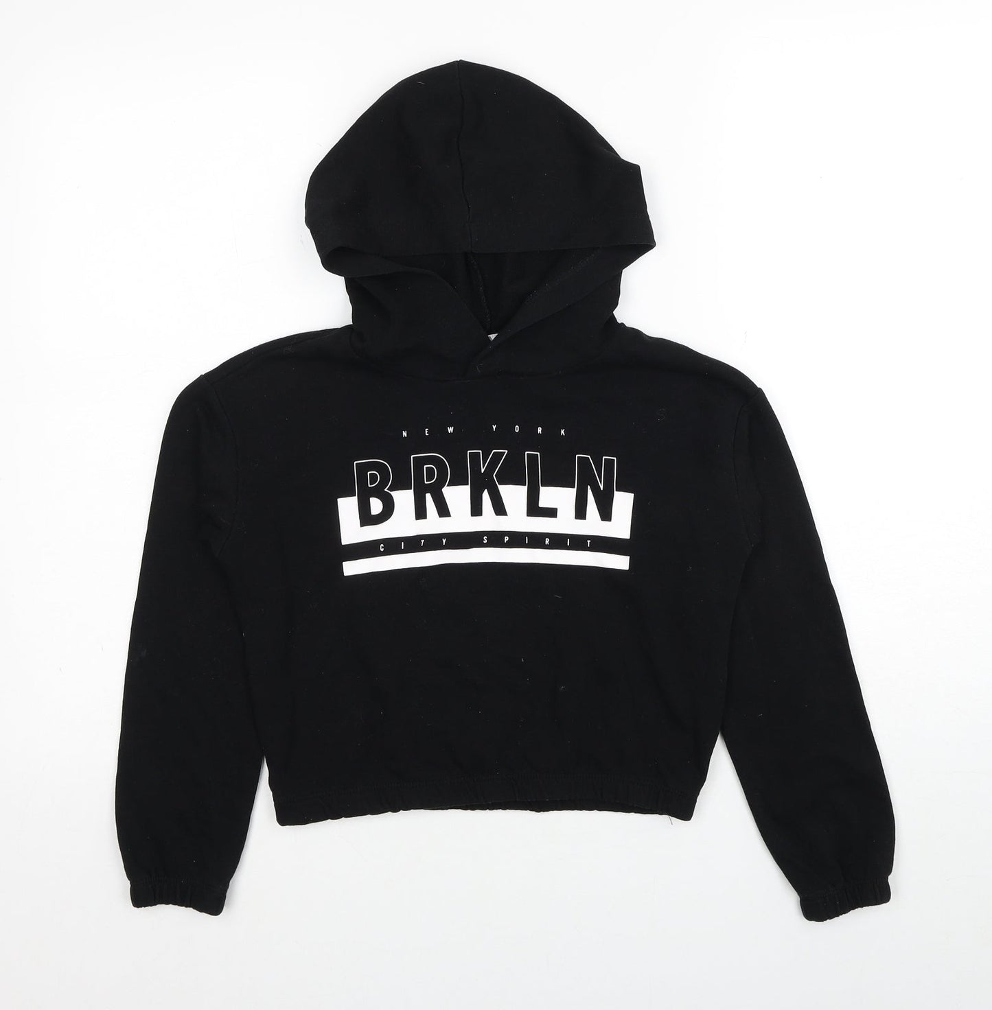 H&M Boys Black Cotton Pullover Hoodie Size 9-10 Years Pullover - Brooklyn