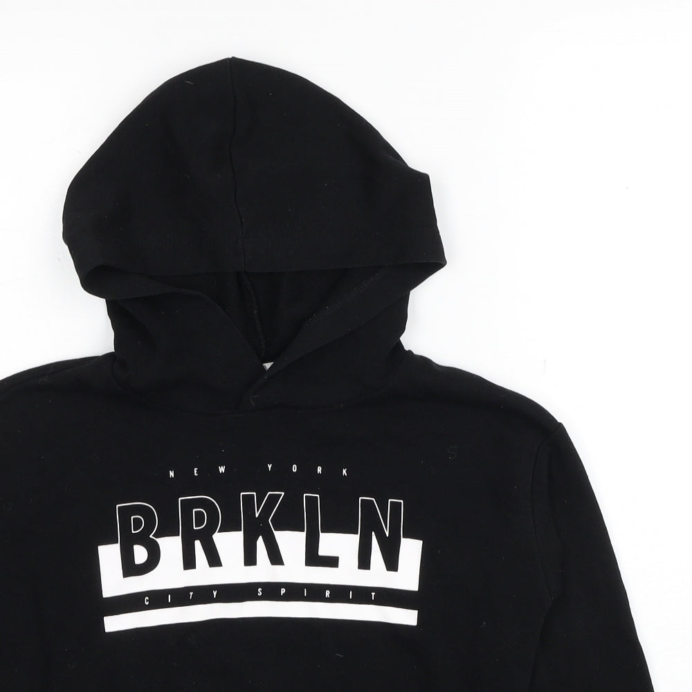 H&M Boys Black Cotton Pullover Hoodie Size 9-10 Years Pullover - Brooklyn