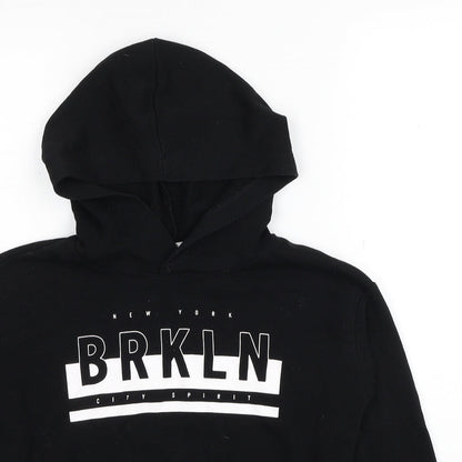 H&M Boys Black Cotton Pullover Hoodie Size 9-10 Years Pullover - Brooklyn