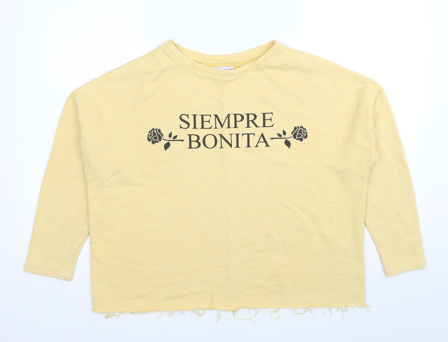 Womens UK Size S Pull&Bear Yellow Pullover Sweatshirt
