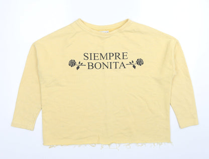 Womens UK Size S Pull&Bear Yellow Pullover Sweatshirt