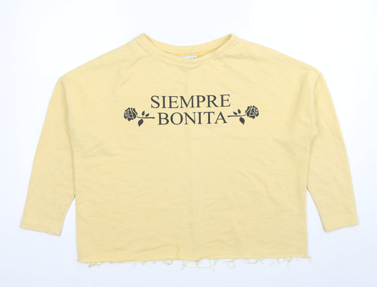 Womens UK Size S Pull&Bear Yellow Pullover Sweatshirt