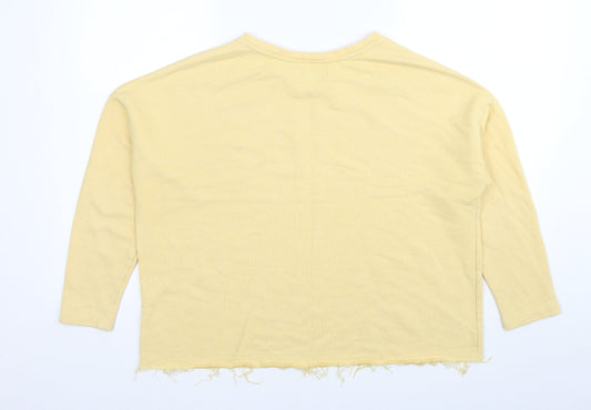 Womens UK Size S Pull&Bear Yellow Pullover Sweatshirt