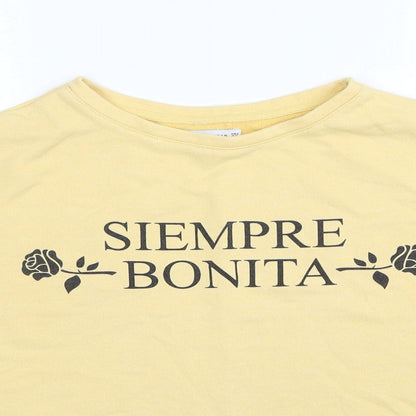Womens UK Size S Pull&Bear Yellow Pullover Sweatshirt