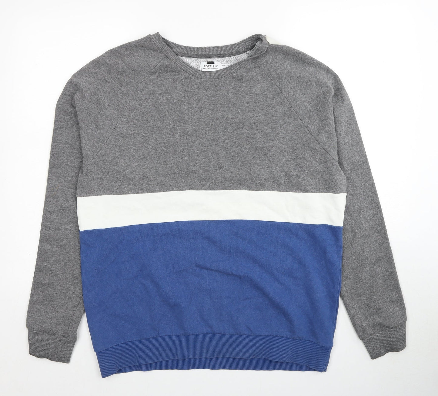 Topman Mens Grey Cotton Pullover Sweatshirt Size L