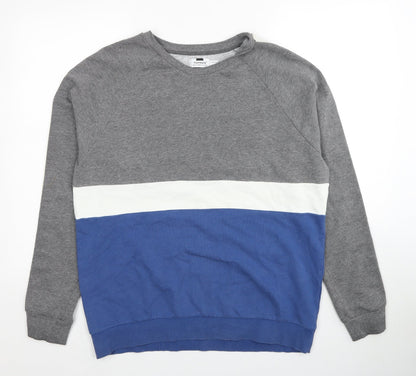 Topman Mens Grey Cotton Pullover Sweatshirt Size L