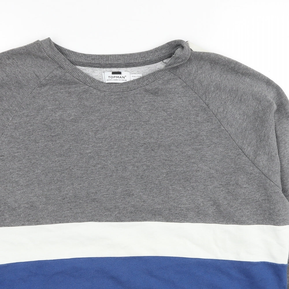 Topman Mens Grey Cotton Pullover Sweatshirt Size L