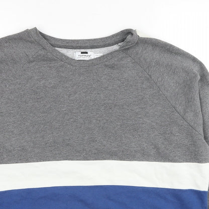 Topman Mens Grey Cotton Pullover Sweatshirt Size L