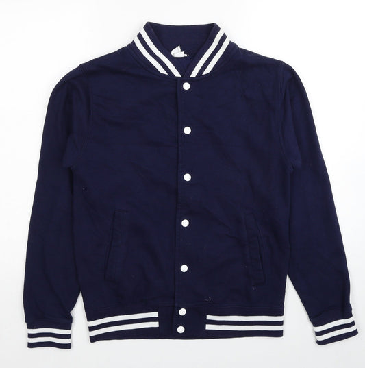 Awdis Mens Blue Varsity Jacket Jacket Size S Snap - Keep Calm