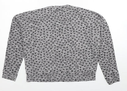 NEXT Womens Grey Round Neck Geometric Cotton Pullover Jumper Size 8