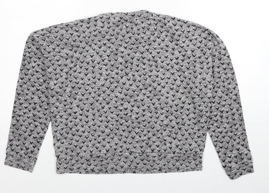 NEXT Womens Grey Round Neck Geometric Cotton Pullover Jumper Size 8