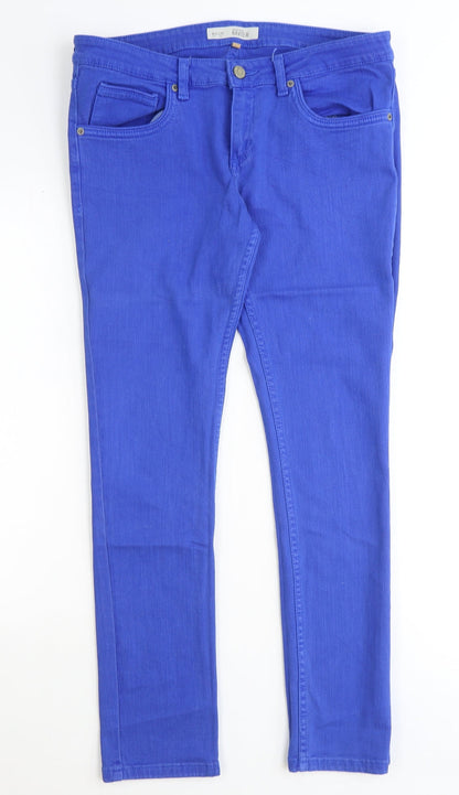 Topshop Womens Blue Cotton Skinny Jeans Size 32 in Regular Zip