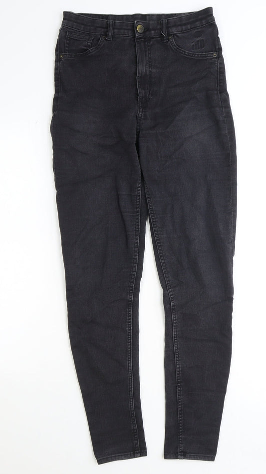 Monki Womens Black Cotton Straight Jeans Size 29 in Extra-Slim Zip
