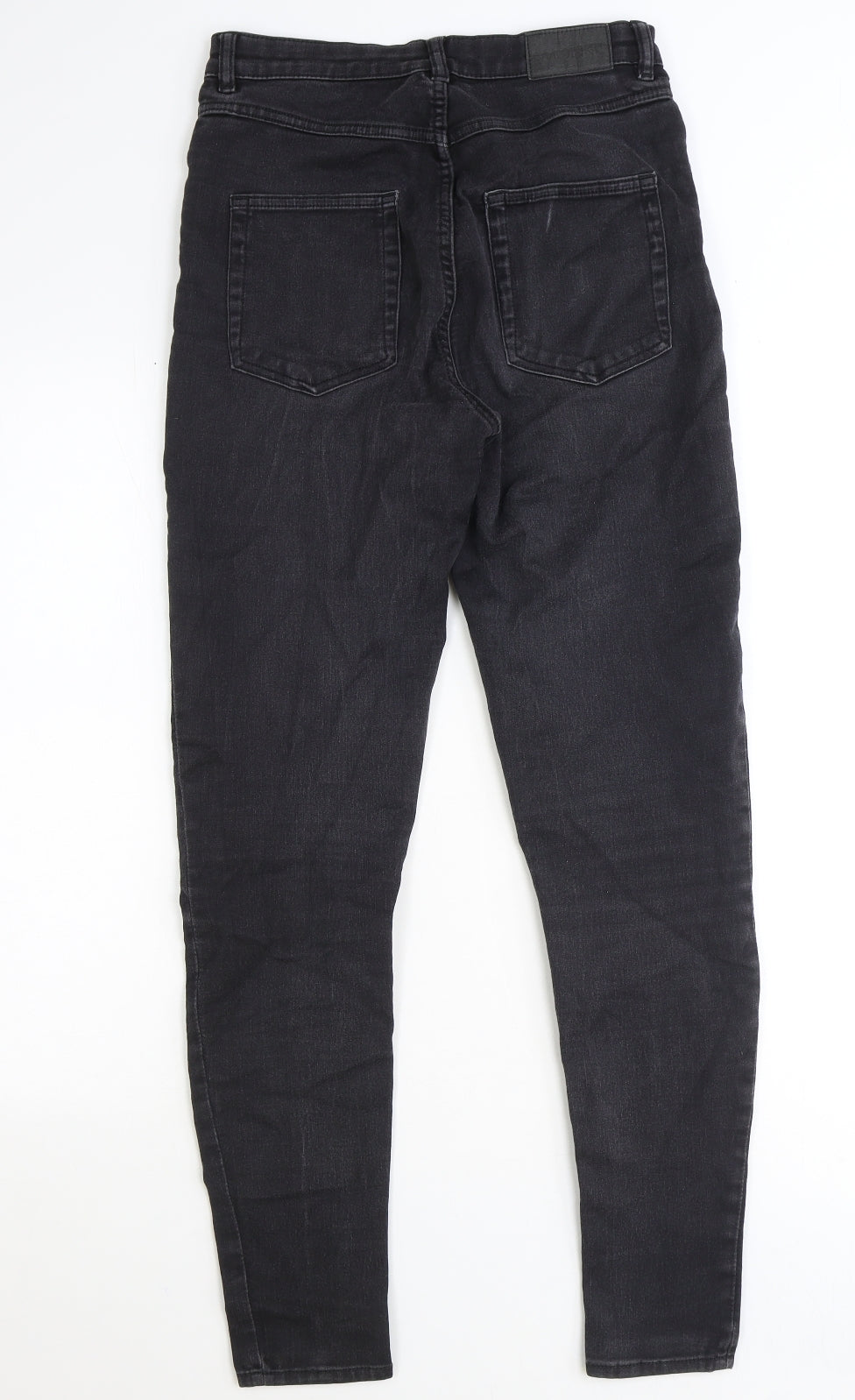 Monki Womens Black Cotton Straight Jeans Size 29 in Extra-Slim Zip