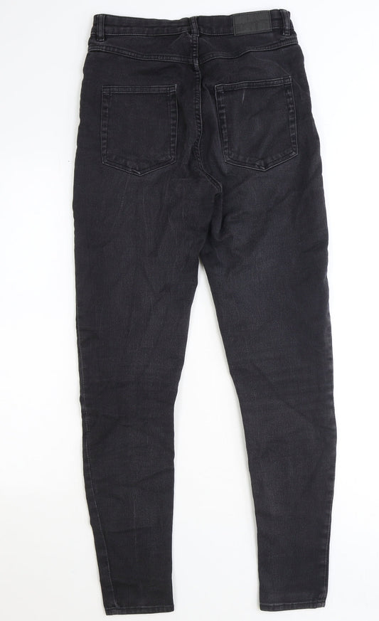 Monki Womens Black Cotton Straight Jeans Size 29 in Extra-Slim Zip