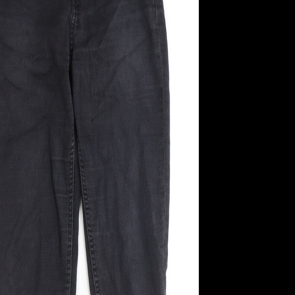 Monki Womens Black Cotton Straight Jeans Size 29 in Extra-Slim Zip