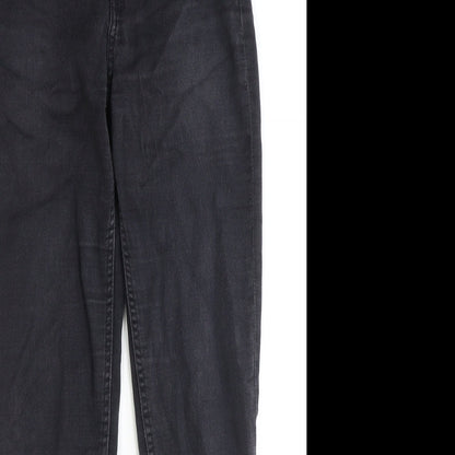 Monki Womens Black Cotton Straight Jeans Size 29 in Extra-Slim Zip
