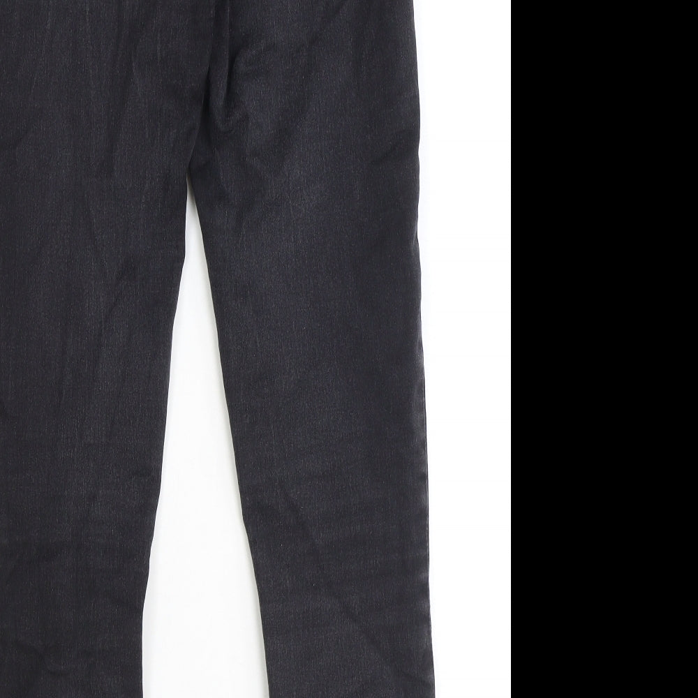 Monki Womens Black Cotton Straight Jeans Size 29 in Extra-Slim Zip