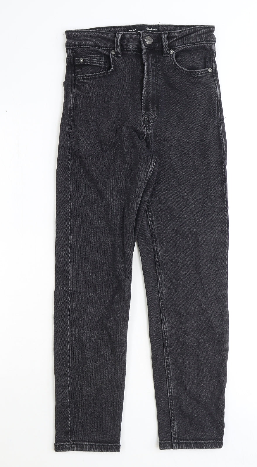 Astradivarius Womens Black Cotton Straight Jeans Size 6 Regular Zip
