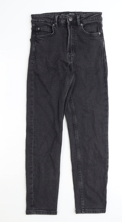 Astradivarius Womens Black Cotton Straight Jeans Size 6 Regular Zip