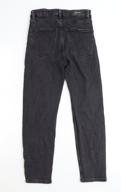 Astradivarius Womens Black Cotton Straight Jeans Size 6 Regular Zip