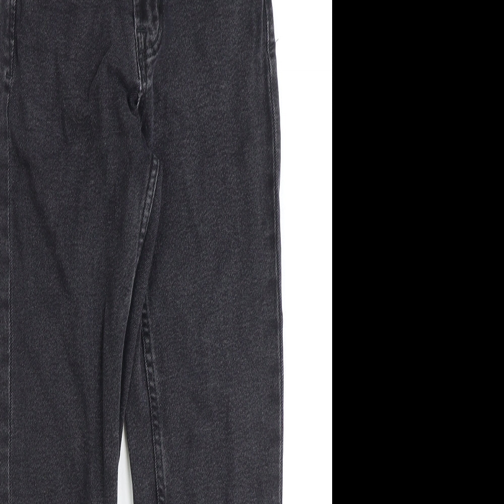 Astradivarius Womens Black Cotton Straight Jeans Size 6 Regular Zip