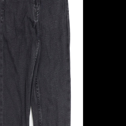 Astradivarius Womens Black Cotton Straight Jeans Size 6 Regular Zip