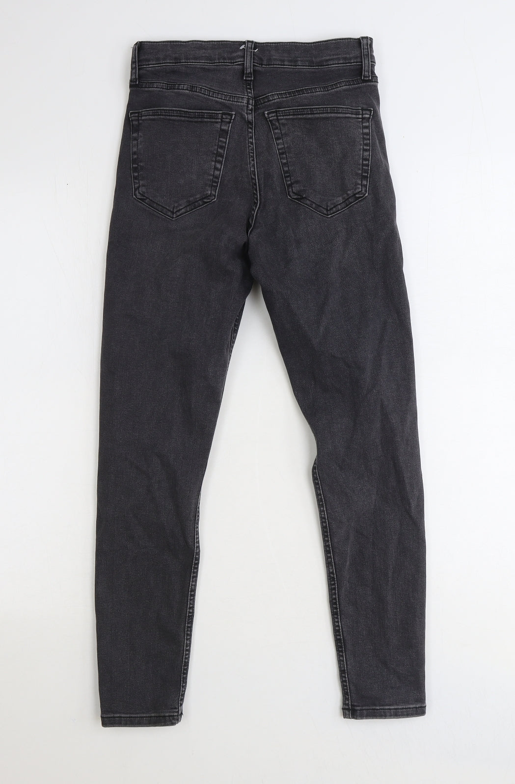 Topshop Womens Black Cotton Straight Jeans Size 25 in Regular Zip