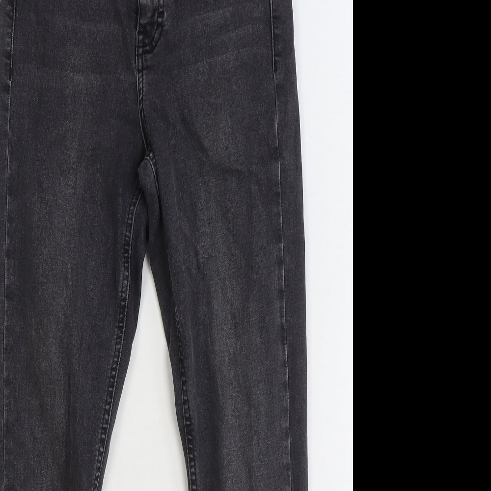 Topshop Womens Black Cotton Straight Jeans Size 25 in Regular Zip