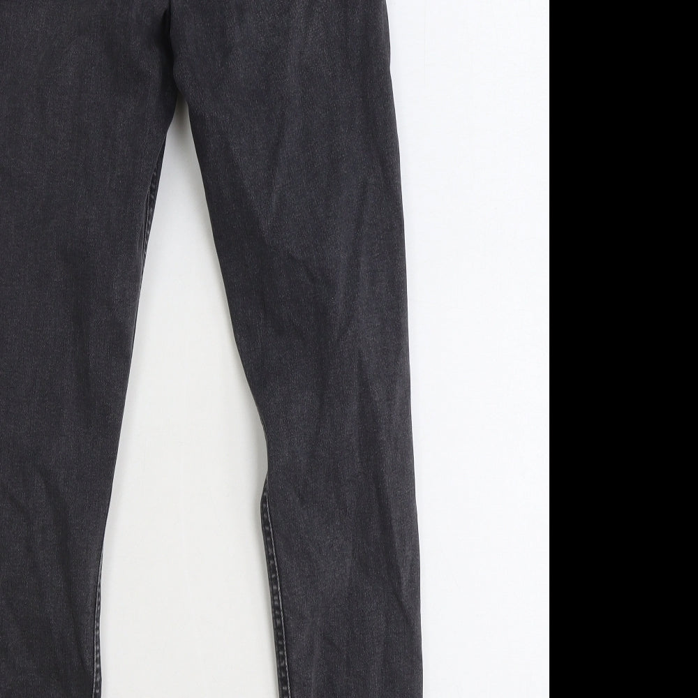 Topshop Womens Black Cotton Straight Jeans Size 25 in Regular Zip