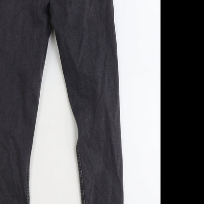 Topshop Womens Black Cotton Straight Jeans Size 25 in Regular Zip