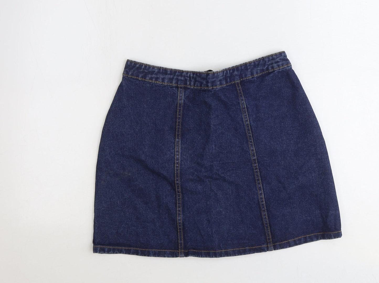 Denim & Co. Womens Blue Cotton A-Line Skirt Size 10 Zip