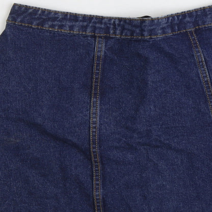 Denim & Co. Womens Blue Cotton A-Line Skirt Size 10 Zip