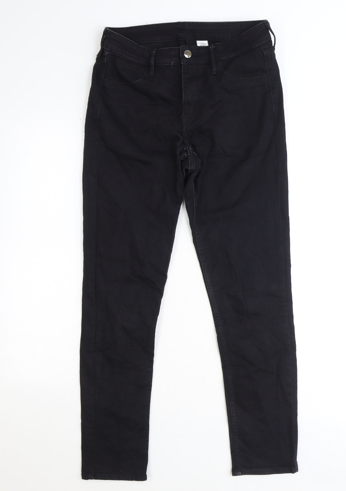 Womens UK Size 30 in Denim Relaxed Fit Straight Black Jeans