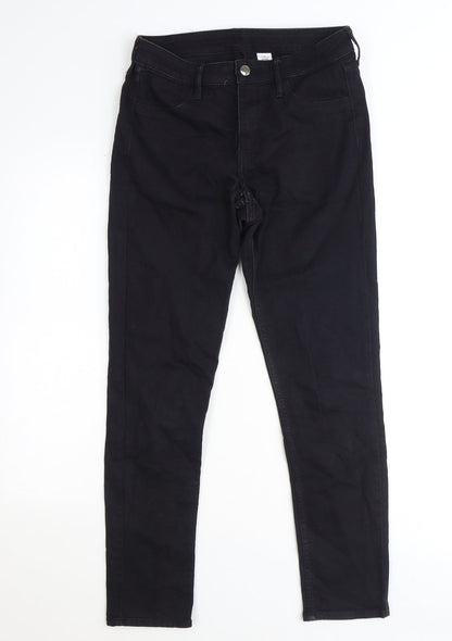 Womens UK Size 30 in Denim Relaxed Fit Straight Black Jeans
