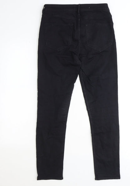 Womens UK Size 30 in Denim Relaxed Fit Straight Black Jeans