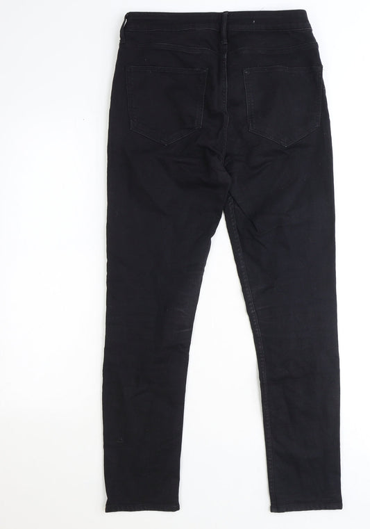 Womens UK Size 30 in Denim Relaxed Fit Straight Black Jeans