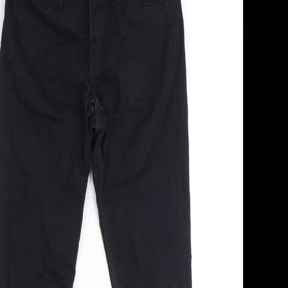 Womens UK Size 30 in Denim Relaxed Fit Straight Black Jeans