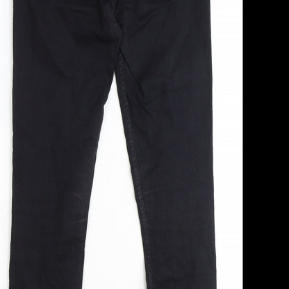 Womens UK Size 30 in Denim Relaxed Fit Straight Black Jeans
