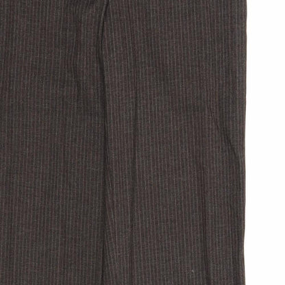 Warehouse Womens Brown Striped Polyester Trousers Size 8 Regular Zip