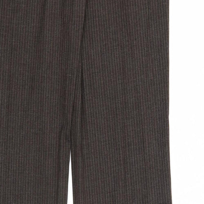 Warehouse Womens Brown Striped Polyester Trousers Size 8 Regular Zip