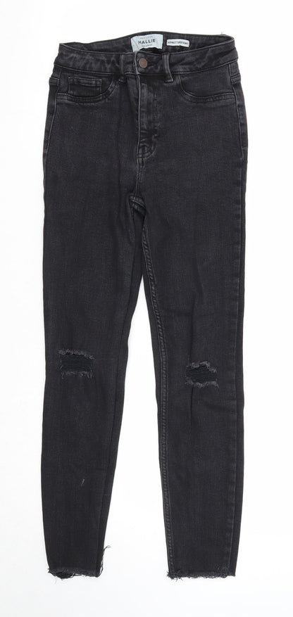 New Look Womens Black Cotton Skinny Jeans Size 10 Extra-Slim Zip