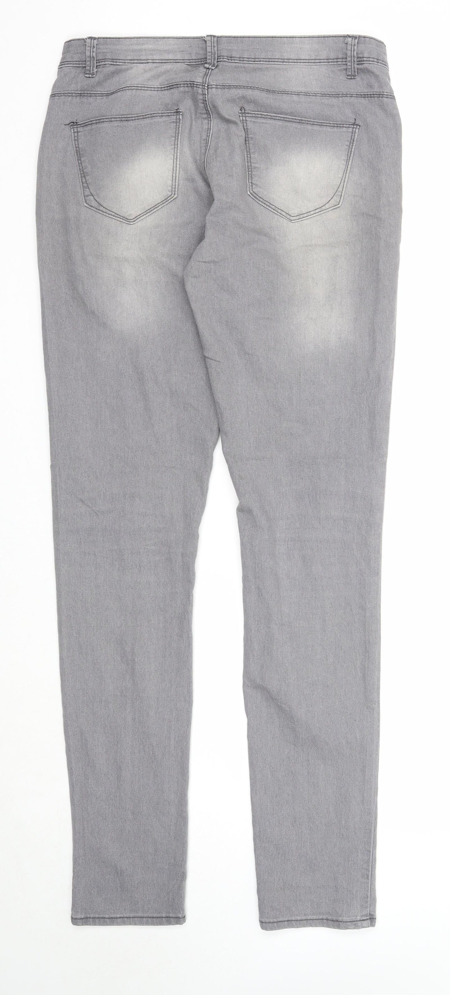 Denim & Co. Womens Grey Cotton Straight Jeans Size 12 Regular Zip