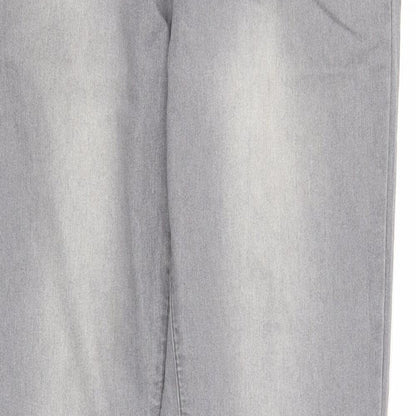 Denim & Co. Womens Grey Cotton Straight Jeans Size 12 Regular Zip