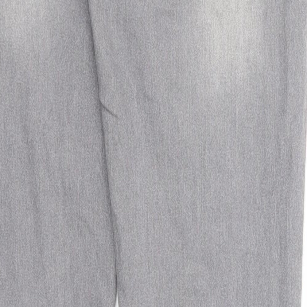 Denim & Co. Womens Grey Cotton Straight Jeans Size 12 Regular Zip